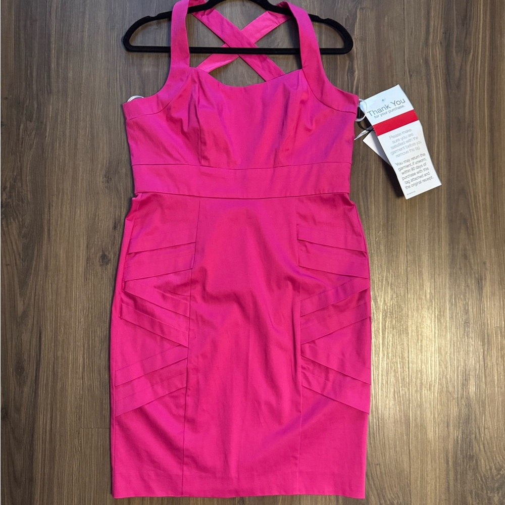 NEW! Calvin Klein Hot Pink Fuchsia party dress cross back size 8